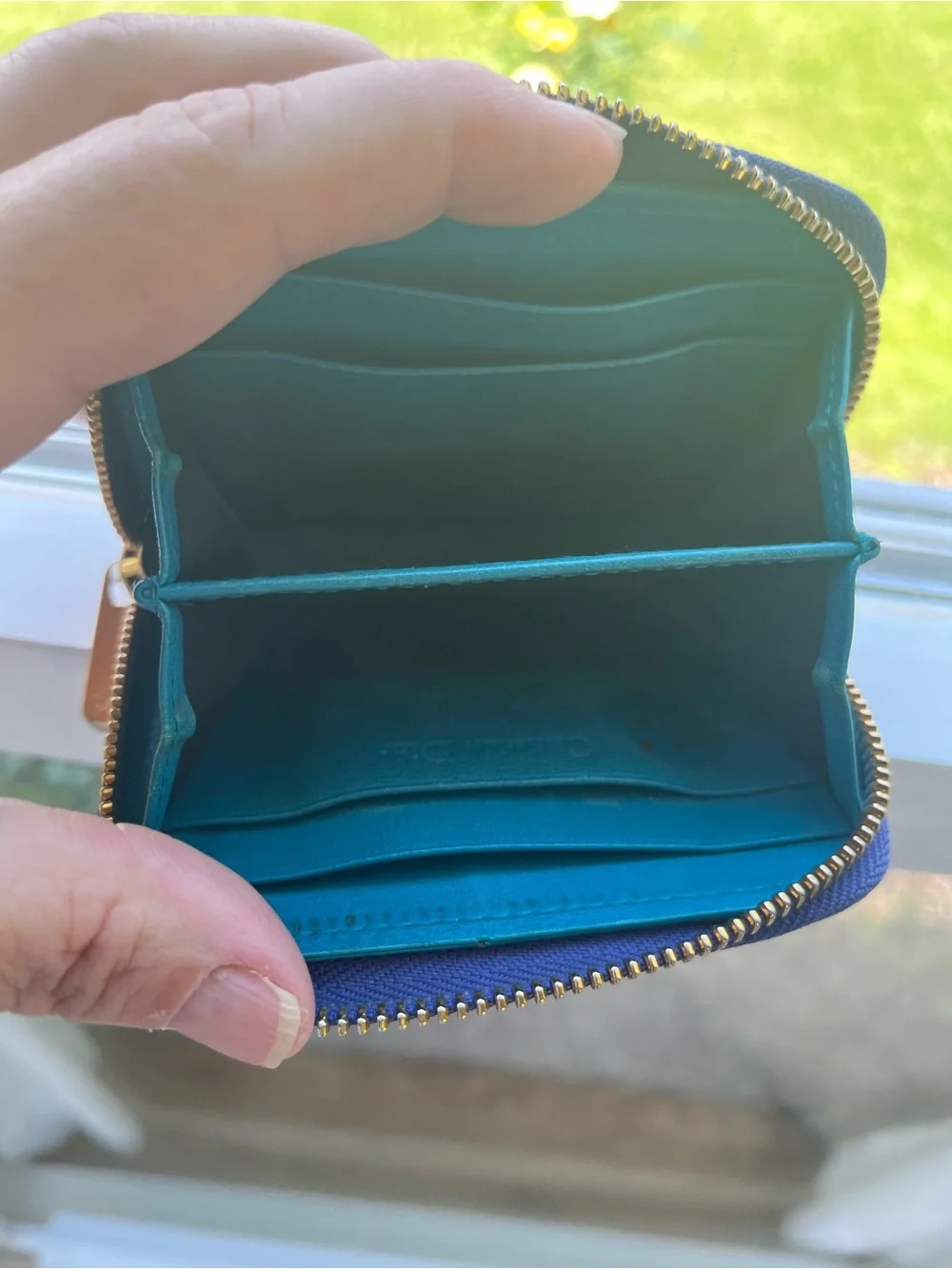 Dior Trotter small purple/teal Zip wallet